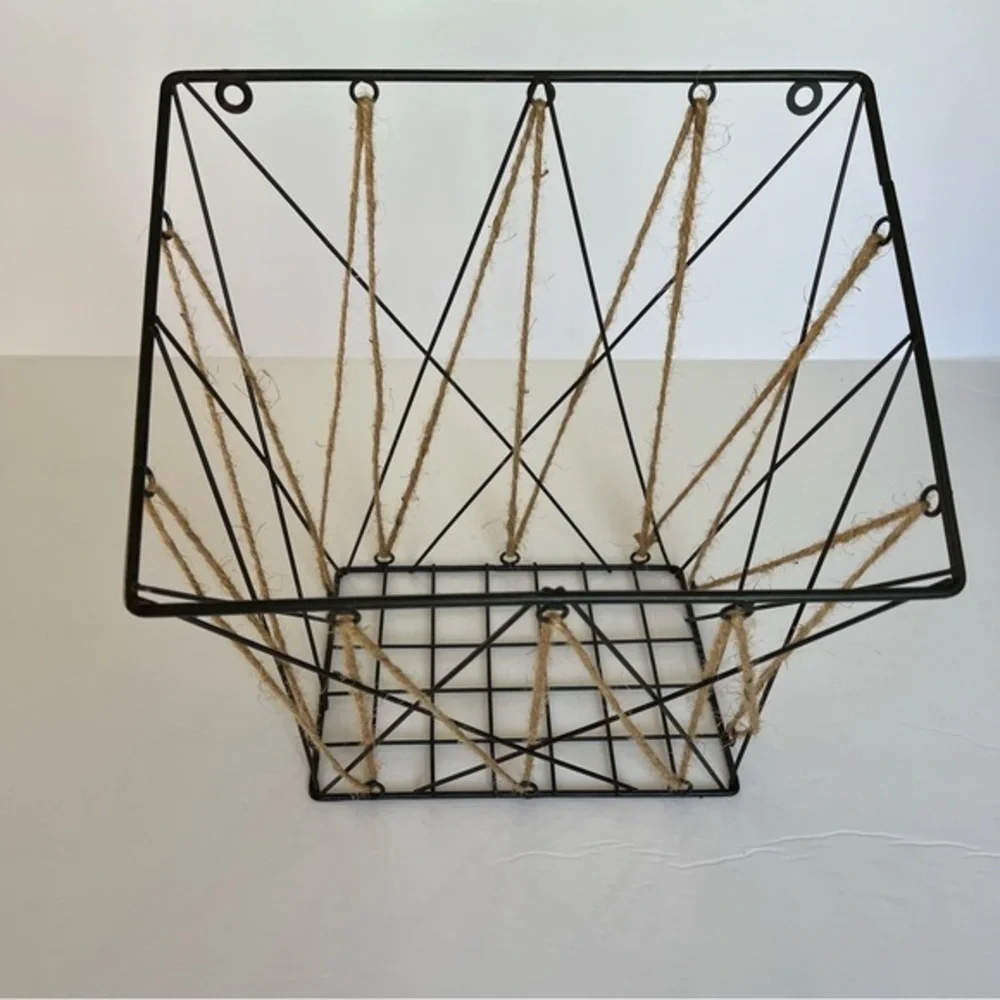 metal and twine basket home‎ decor hanging entryway bin